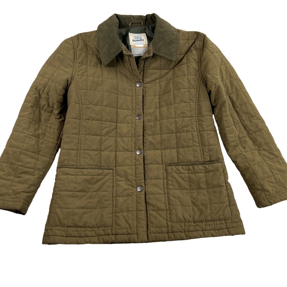 Beretta Sport Quilted Field Jacket Olive Green Women M Insulated Corduroy Collar